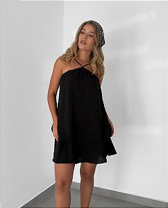Vestido babado Crepe