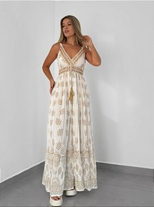 Vestido Grécia Regata | off dourado