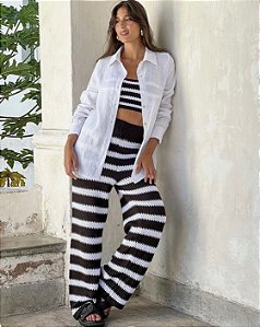 Conjunto tricô vazado | saída