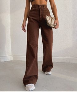 Calça wide leg marrom