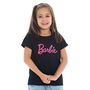 T-Shirt verão infantil menina Preta Barbie