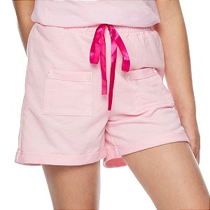 Shorts verão menina moletinho bolso quadrado Rosa Bebê