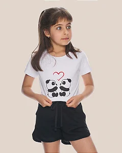 Conjunto Infantil Panda c/ Shortinho Preto 2 ao 14