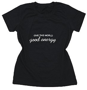 T-Shirt verão Feminina Adulta camiseta Preta Good Energy