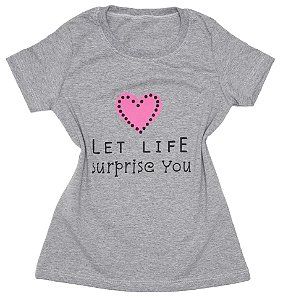 T-Shirt verão Feminina Adulta camiseta Mescla Let Life