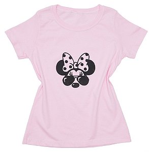 T-Shirt verão Feminina Adulta camiseta Rosa Bebê Minnie