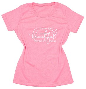T-Shirt verão Feminina Adulta camiseta Rosa Neon Beautiful