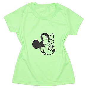 T-Shirt verão Feminina Adulta camiseta Verde Neon Minnie