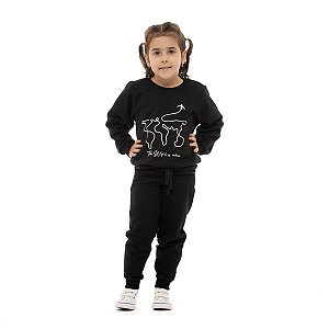 Conjunto Inverno moletom feminino infantil Preto Wor'd Is Mine