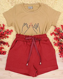 Conjunto Infantil Short Bordô c/ Camiseta Juramento 2 ao 14