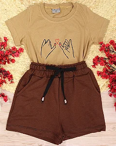 Conjunto Infantil Juramento c/ Shorts Marrom 2 ao 14