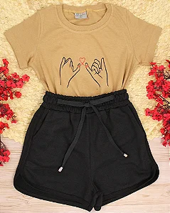 Conjunto Infantil Short Preto c/ Camiseta Juramento 2 ao 14