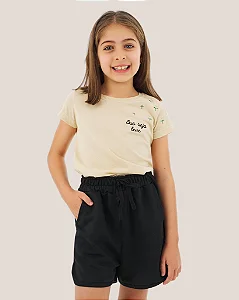 Conjunto Infantil Short Preto c/ Camiseta Seja Leve 2 ao 14
