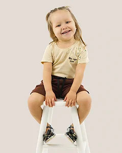 Conjunto Infantil Short Marrom c/ Camiseta Seja Leve 2 ao 14