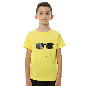Camiseta Para Meninos Amarela Estampada Óculos Escuros