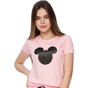 T-Shirt verão Feminina Adulta camiseta Rosa bebê Minnie Desenho