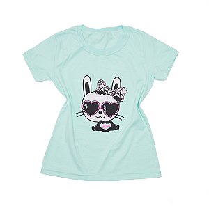 T-Shirt verão Feminina Adulta camiseta Verde Bebê Coelhinho