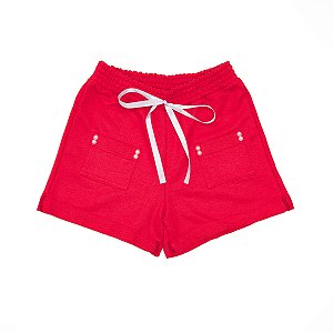 Shorts Bolso Quadrado Feminino Adulto Vermelho