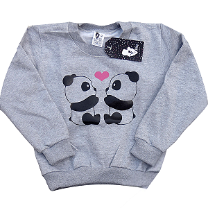 Casaco De Moletom  Peluciado Quentinho Para Meninas Cor Mescla Panda