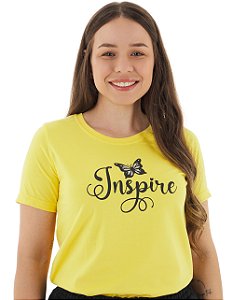 T-Shirt verão Feminina Adulta camiseta Amarela Inspire P ao G3