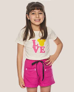 Conjunto Infantil Love Minnie c/ Shorts Pink 2 ao 14