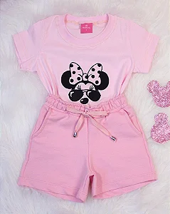 Conjunto Infantil Rosa Minnie com Óculos – Tamanhos 2 ao 14