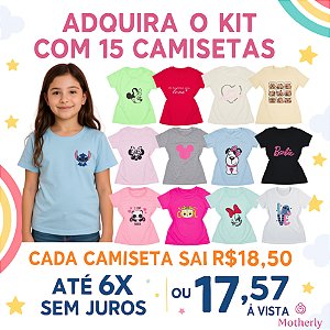 KIT 15 CAMISETAS INF/JUVENIL – Apenas R$18,50 cada