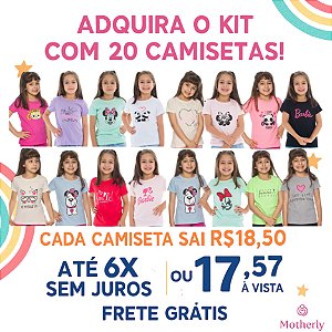 KIT 20 CAMISETAS INF/JUVENIL  – Apenas R$18,50 cada