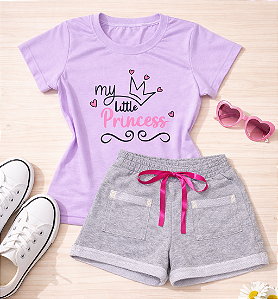 Conjunto verão infantil menina princess + shorts mescla