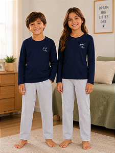 Pijama Infantil Unissex Good Vibes 100% Algodão Penteado