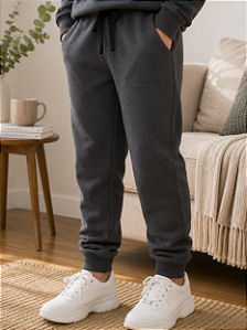 Calça Infantil Masculina Moletom Peluciado Chumbo
