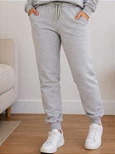 Calça Feminina adulta de Moletom Peluciado Mescla