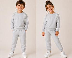 Conjunto Infantil Unissex Mescla de Moletom Peluciado