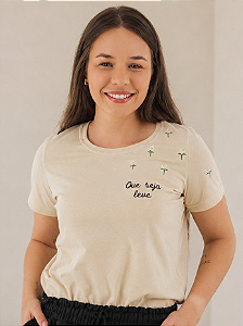 Camiseta Feminina Bordada Que Seja Leve 100% Algodão