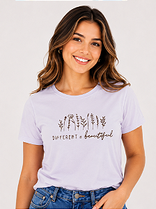 Camiseta Feminina Different is Beautiful Branca 100% Algodão