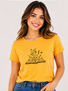 Camiseta Feminina Livro da Vida Laranja 100% Algodão