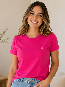 Camiseta Feminina Pink Bordada Motherly 100% Algodão