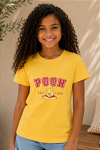 Camiseta Infantil Amarelo Ouro Pooh 100% Algodão