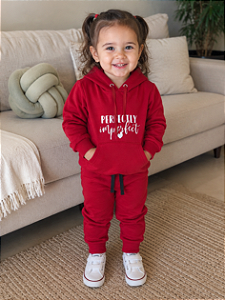 Conjunto de Moletom Peluciado Infantil Perfectly Imperfect Vermelho