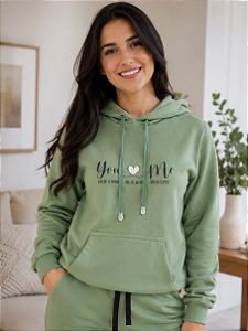 Casaco de Moletom Peluciado Feminino You & Me Verde Sálvia