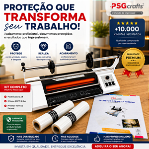 Kit Laminadora PSGA3-SUP + Bopp A4 + protetor