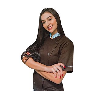 Dólmã Marrom Unissex Com Gola de Bolinha