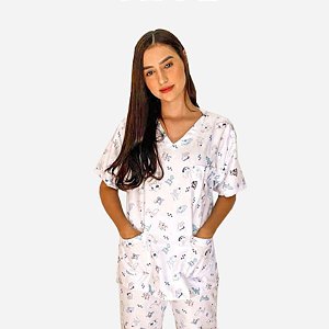 Conjunto Pijama Cirúrgico Estampado Veterinária