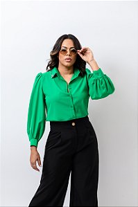 Camisa Pedraria Manga Princesa Verde Bandeira