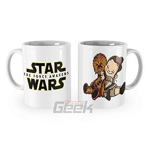 Caneca Star Wars Rey Chewbacca Cartoon
