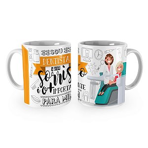 Caneca Dentista Feminina Profissão Cartoon