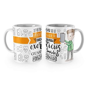 Caneca Professor Educação Física Profissão Cartoon