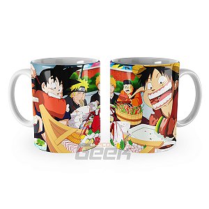 Caneca Goku Naruto Luffy e Ichigo