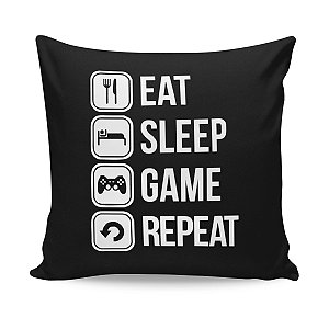 Almofada Gamer Eat Sleep Game Repeat