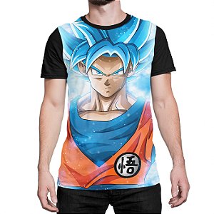 Camiseta Goku God Azul 02 Dragon Ball